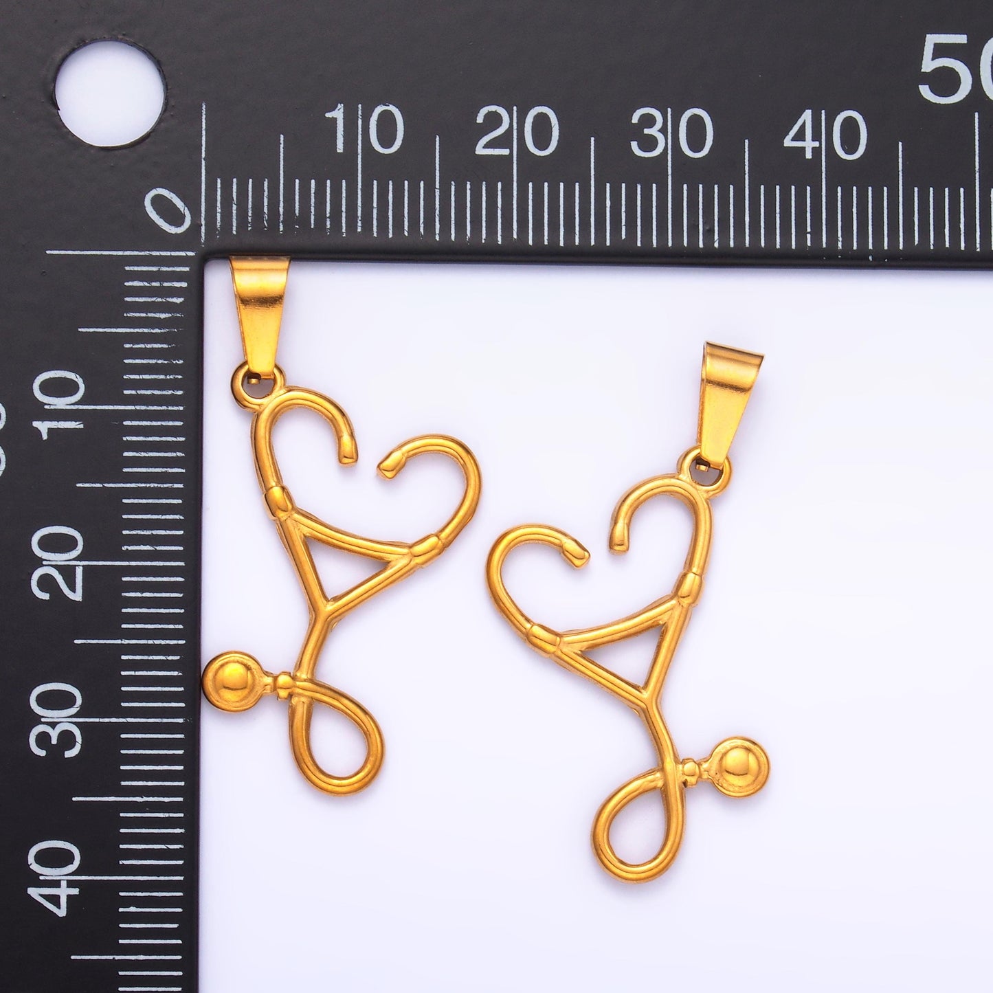 Gold Stethoscope Charms PVD Plating stethoscope Pendant for Nurse Doctor Gift Necklace DIY Jewelry Making Supply P-864