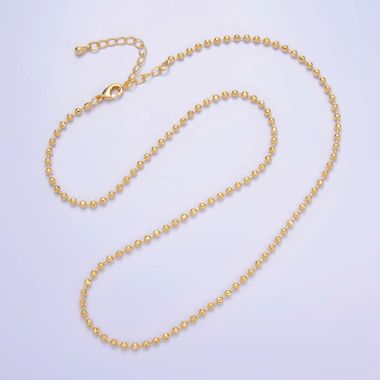 24k gold filled 2.3mm round bead 17.7 inch chain necklace in gold Ready to wear necklace for jewelry making supply WA-3044