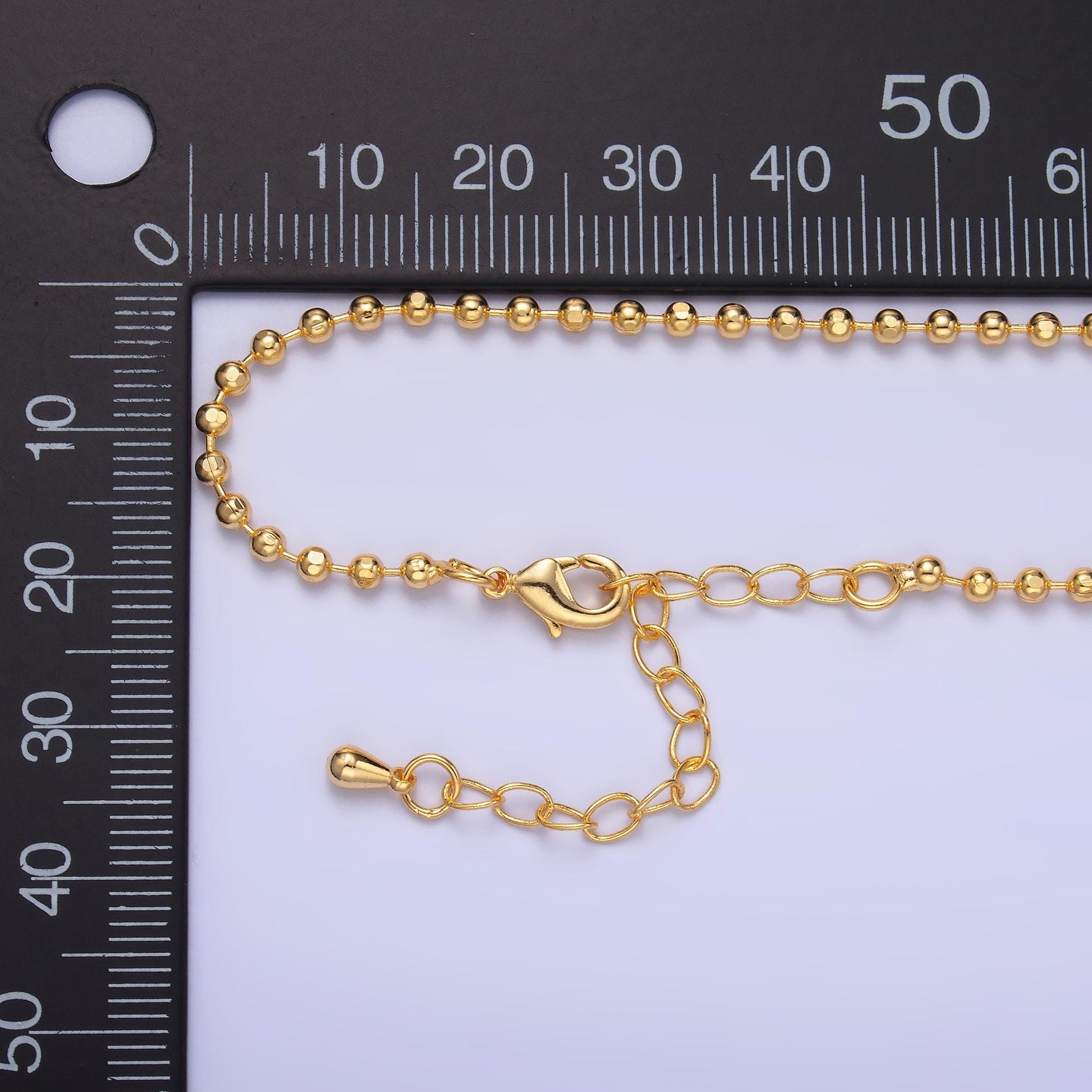 24k gold filled 2.3mm round bead 17.7 inch chain necklace in gold Ready to wear necklace for jewelry making supply WA-3044