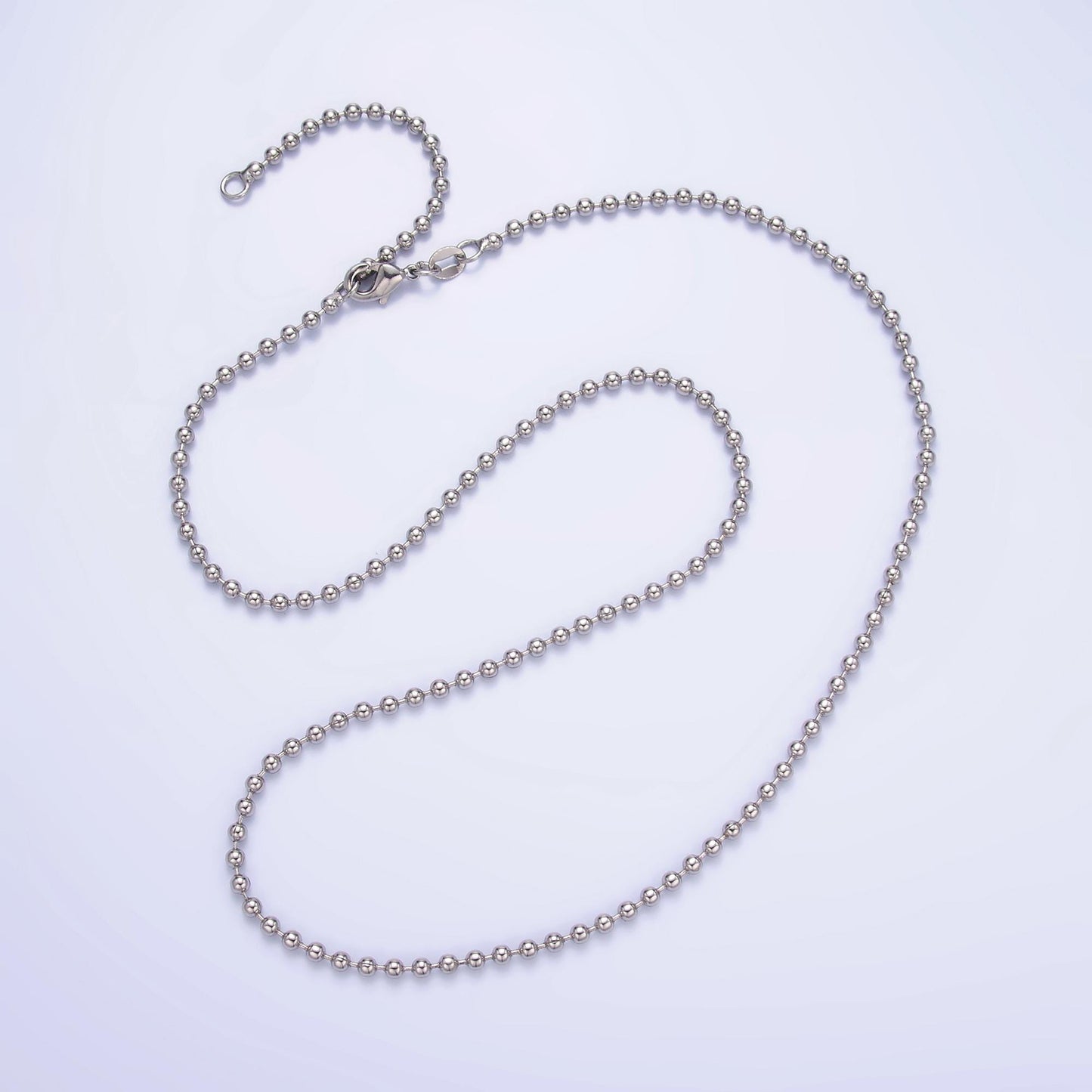 Silver 2.5mm round bead 19.7 inch chain necklace in gold Ready to wear necklace for jewelry making supply WA-3045