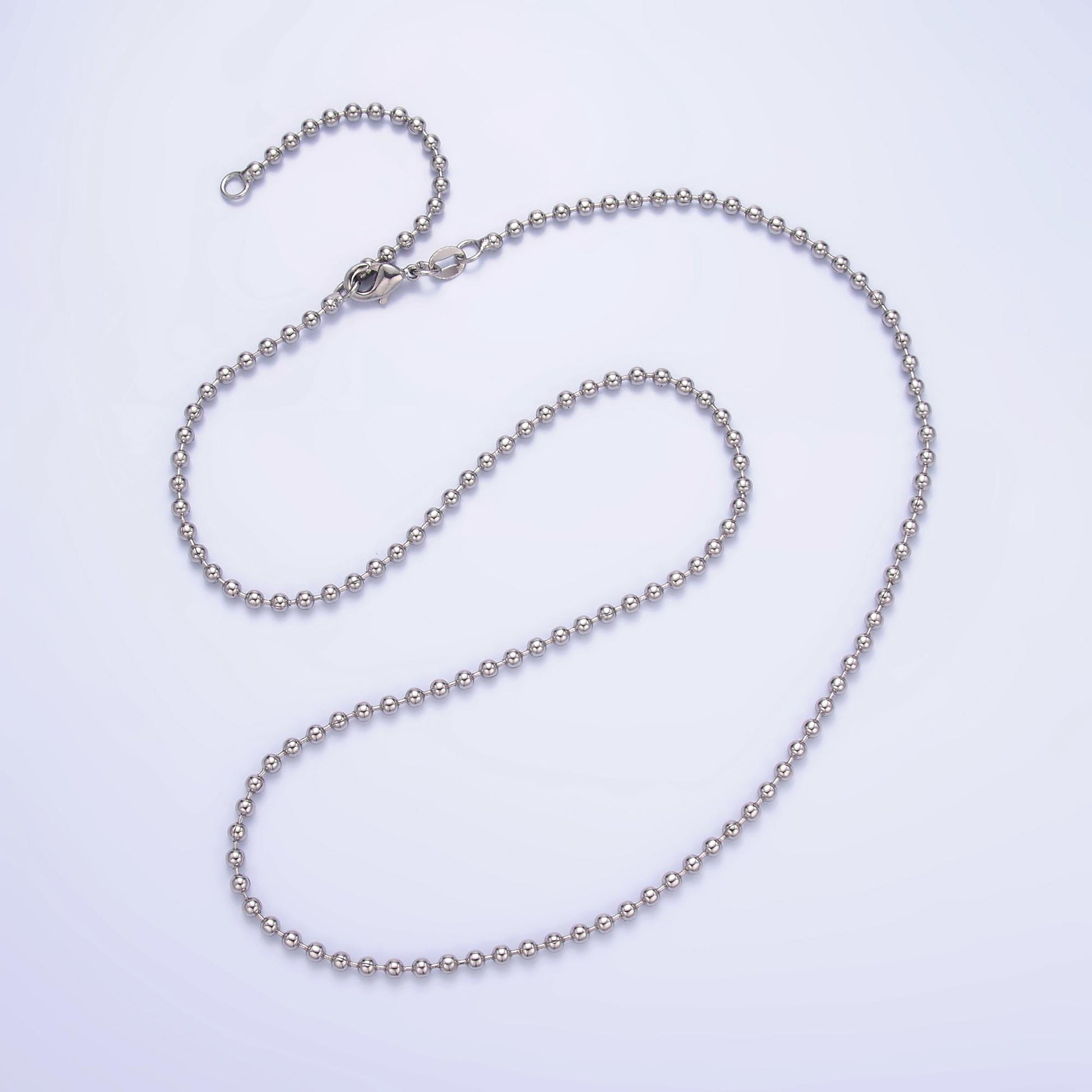 Silver 2.5mm round bead 19.7 inch chain necklace in gold Ready to wear necklace for jewelry making supply WA-3045