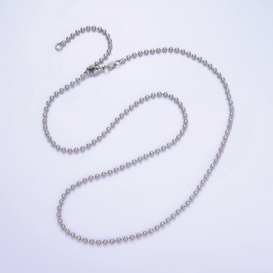 Silver 2.5mm round bead 19.7 inch chain necklace in gold Ready to wear necklace for jewelry making supply WA-3045