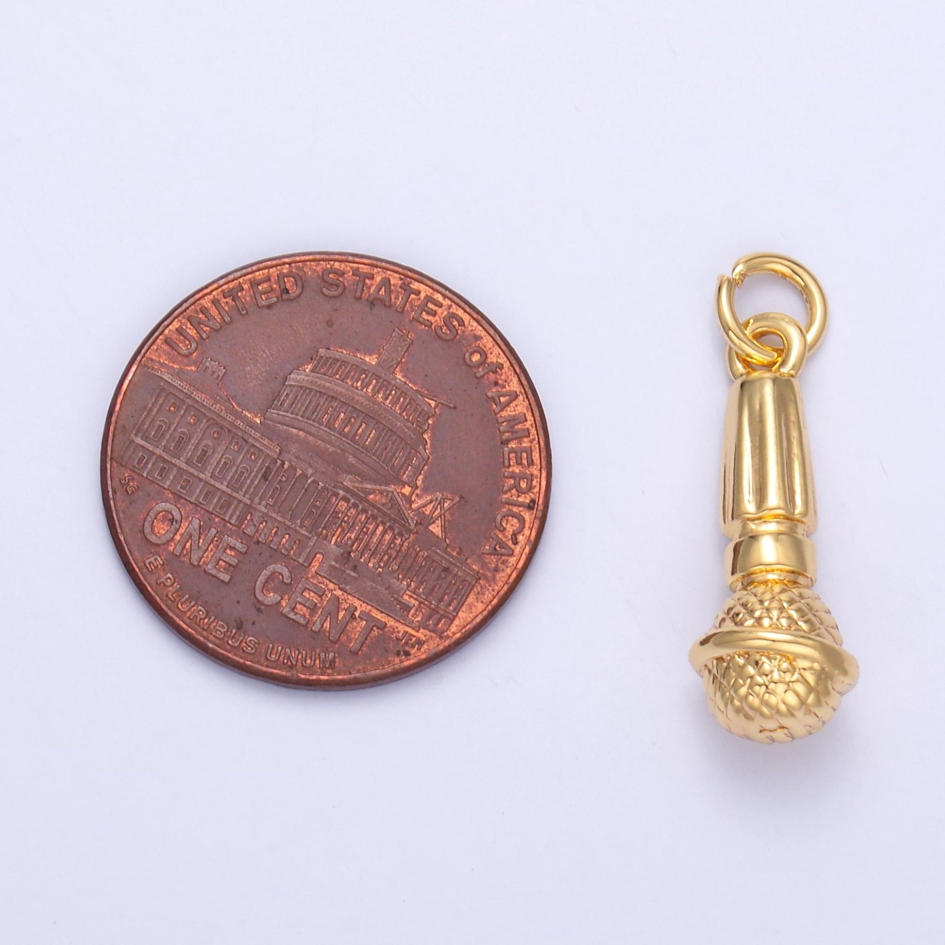 24K Gold Filled Microphone Pendant Dainty Silver Mic Karaoke Singer MC Charm Bracelet Necklace for DIY Jewelry Making Supply