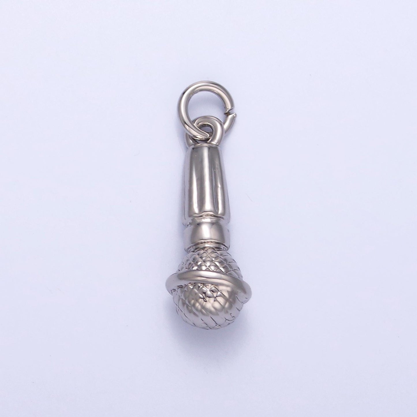 24K Gold Filled Microphone Pendant Dainty Silver Mic Karaoke Singer MC Charm Bracelet Necklace for DIY Jewelry Making Supply