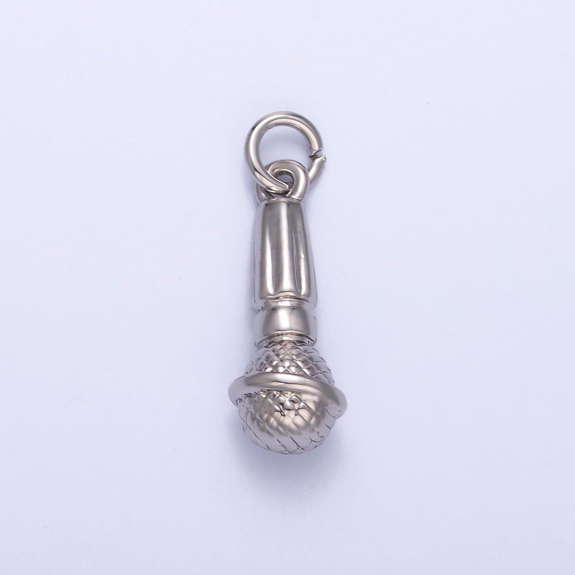 24K Gold Filled Microphone Pendant Dainty Silver Mic Karaoke Singer MC Charm Bracelet Necklace for DIY Jewelry Making Supply