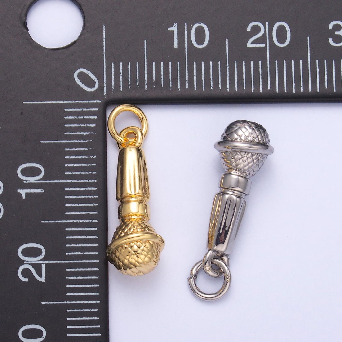 24K Gold Filled Microphone Pendant Dainty Silver Mic Karaoke Singer MC Charm Bracelet Necklace for DIY Jewelry Making Supply