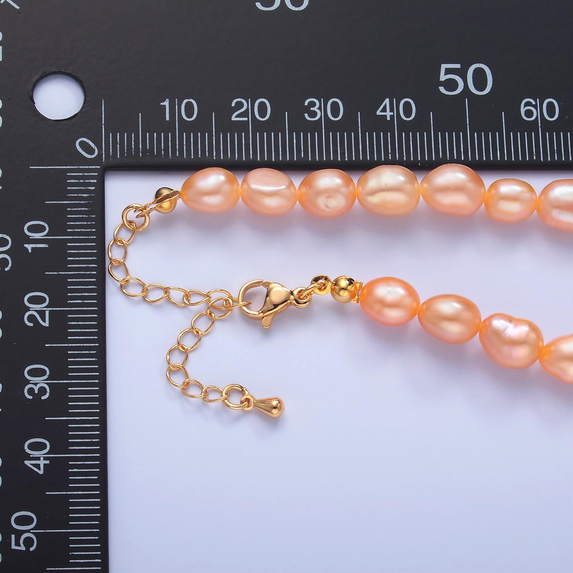 Handmade 6.9mm Natural Freshwater Pink Peach Pearl Necklace 16 inch + 2 inch extender Layer Bead Necklace Wedding Jewelry WA-3018