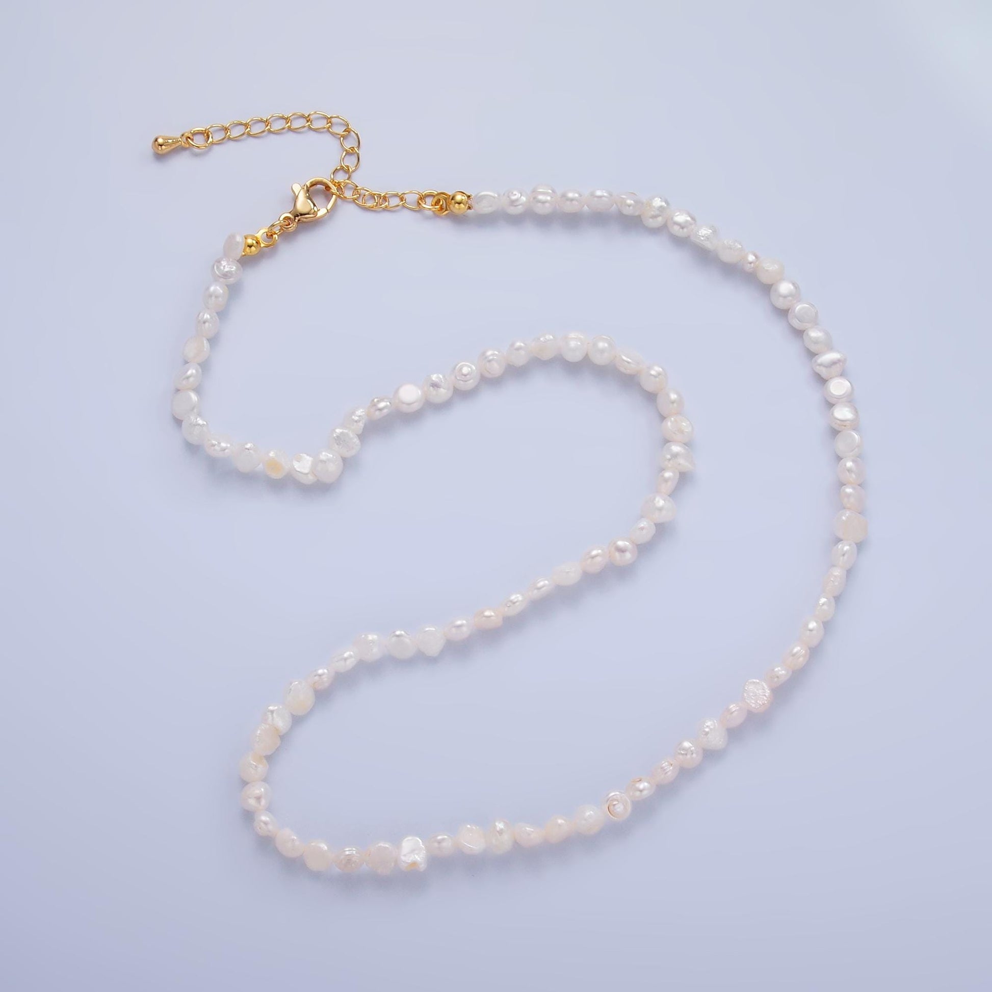 Handmade 5mm Natural Freshwater Pearl Choker Necklace 16.33 inch + 2 inch extender WA-3020