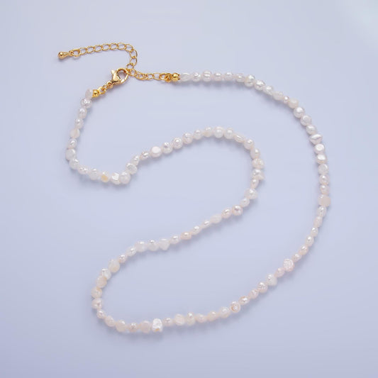Handmade 5mm Natural Freshwater Pearl Choker Necklace 16.33 inch + 2 inch extender WA-3020