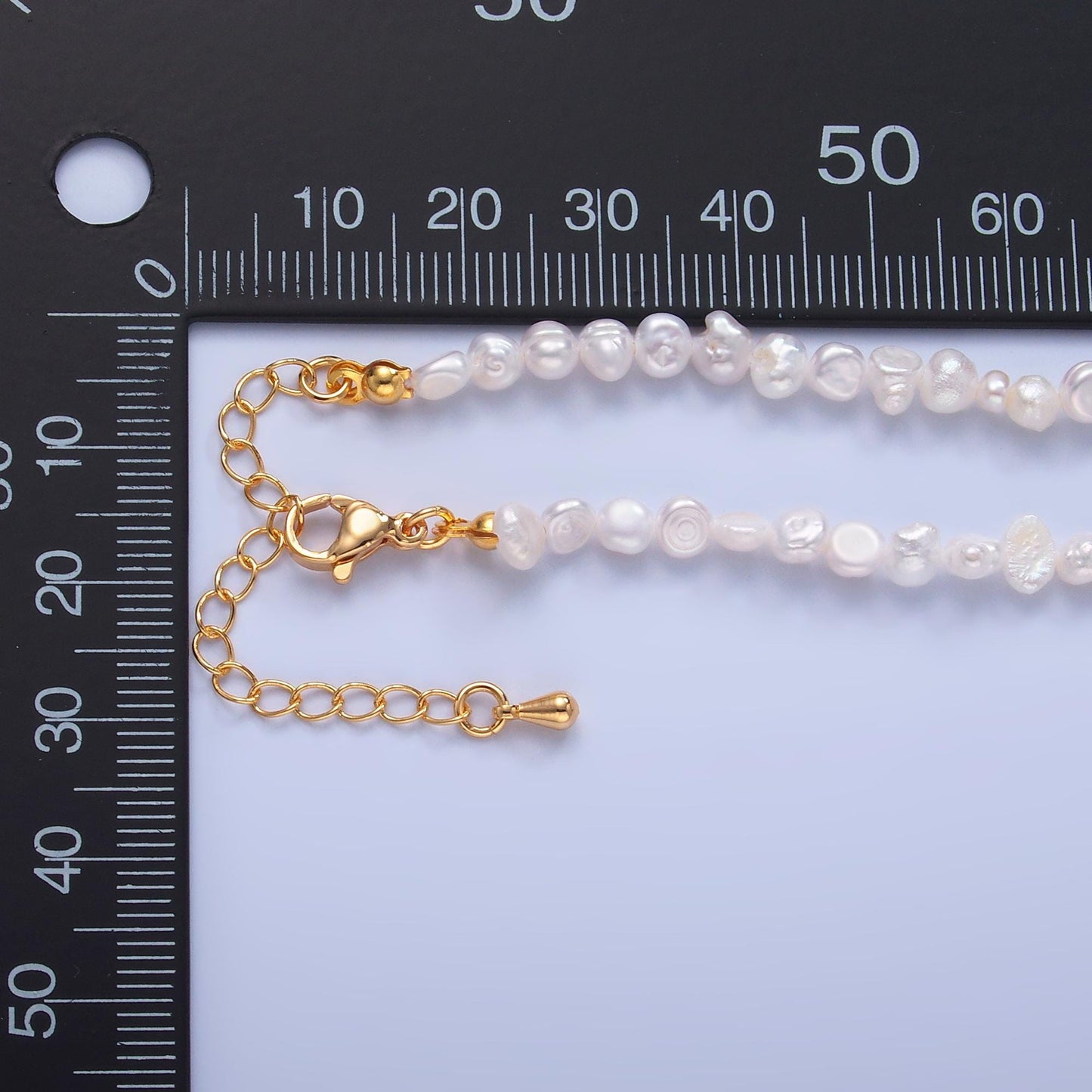 Handmade 5mm Natural Freshwater Pearl Choker Necklace 16.33 inch + 2 inch extender WA-3020