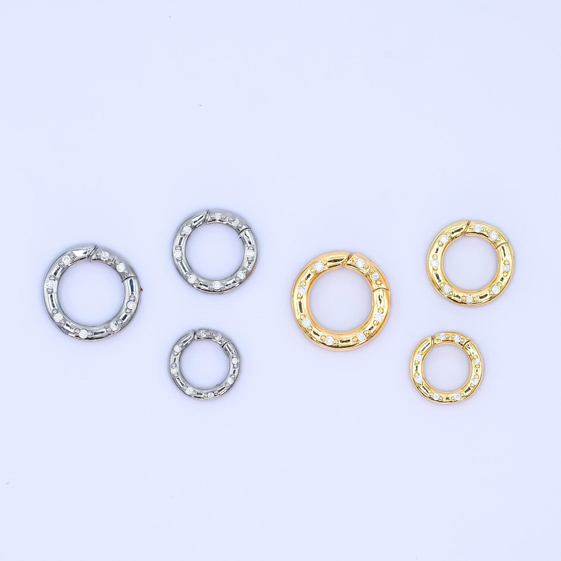 CZ Gold pull gate ring 24k gold filled 12, 14, 16 mm ring charm holder clasp | Z-1051