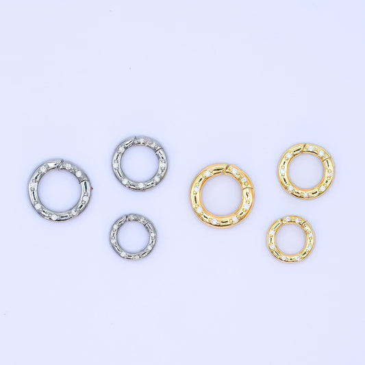 CZ Gold pull gate ring 24k gold filled 12, 14, 16 mm ring charm holder clasp | Z-1051