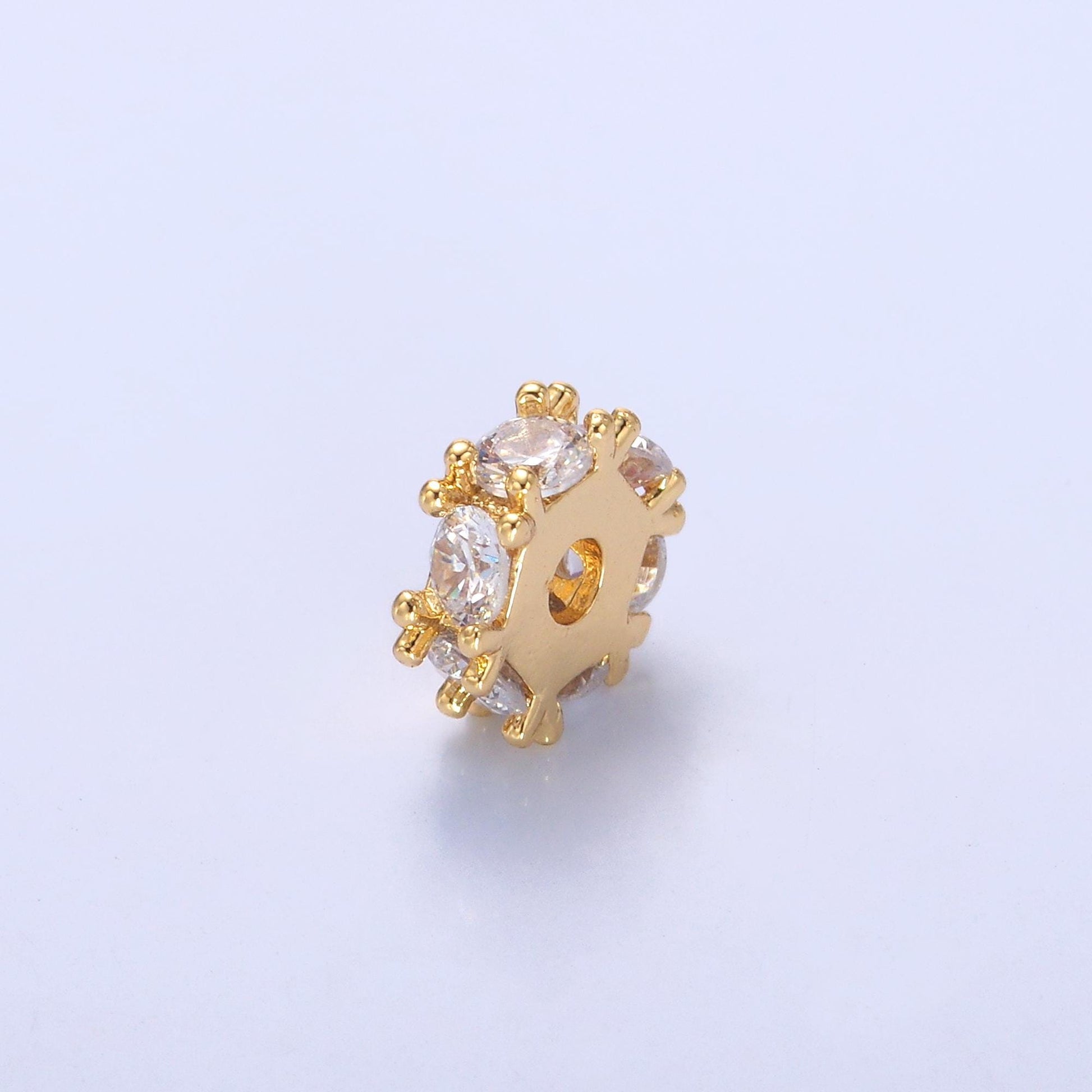 24K Gold Filled CZ Micro Pave Rondelle Small Hole Spacer Beads for Bead Bracelet Charm Necklace B635