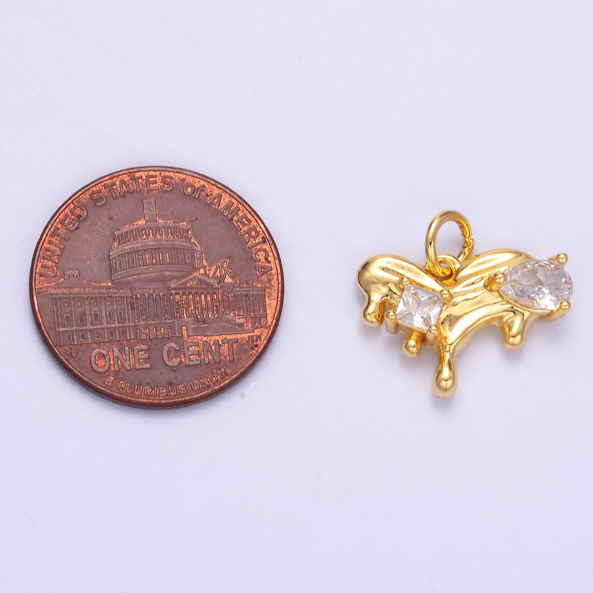 14k gold filled Molten Gold Drip heart charm in gold & silver | N-020