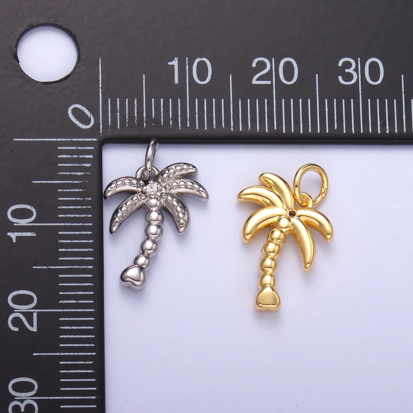 Mini Cubic Zirconia palm tree in gold filled dainty beach pendant necklace earring bracelet charm for jewelry making supply N019