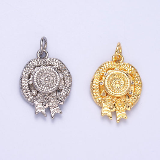 Dainty Gold Straw Hat Ribbon Charm Summer Beach Girl hat ribbon Pendant for Bracelet Necklace N-015