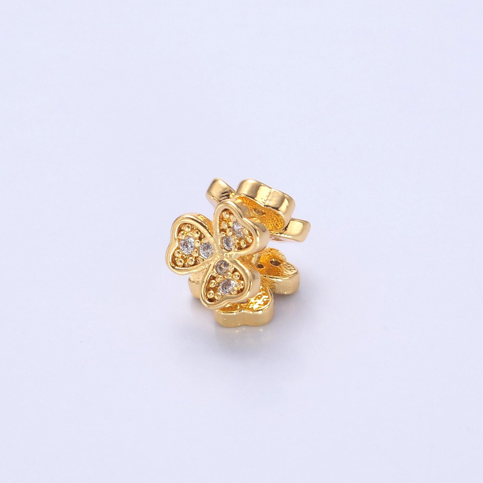 Mini Gold Clover Bead Spacer 24k gold filled bead spacer in gold or Silver b-647
