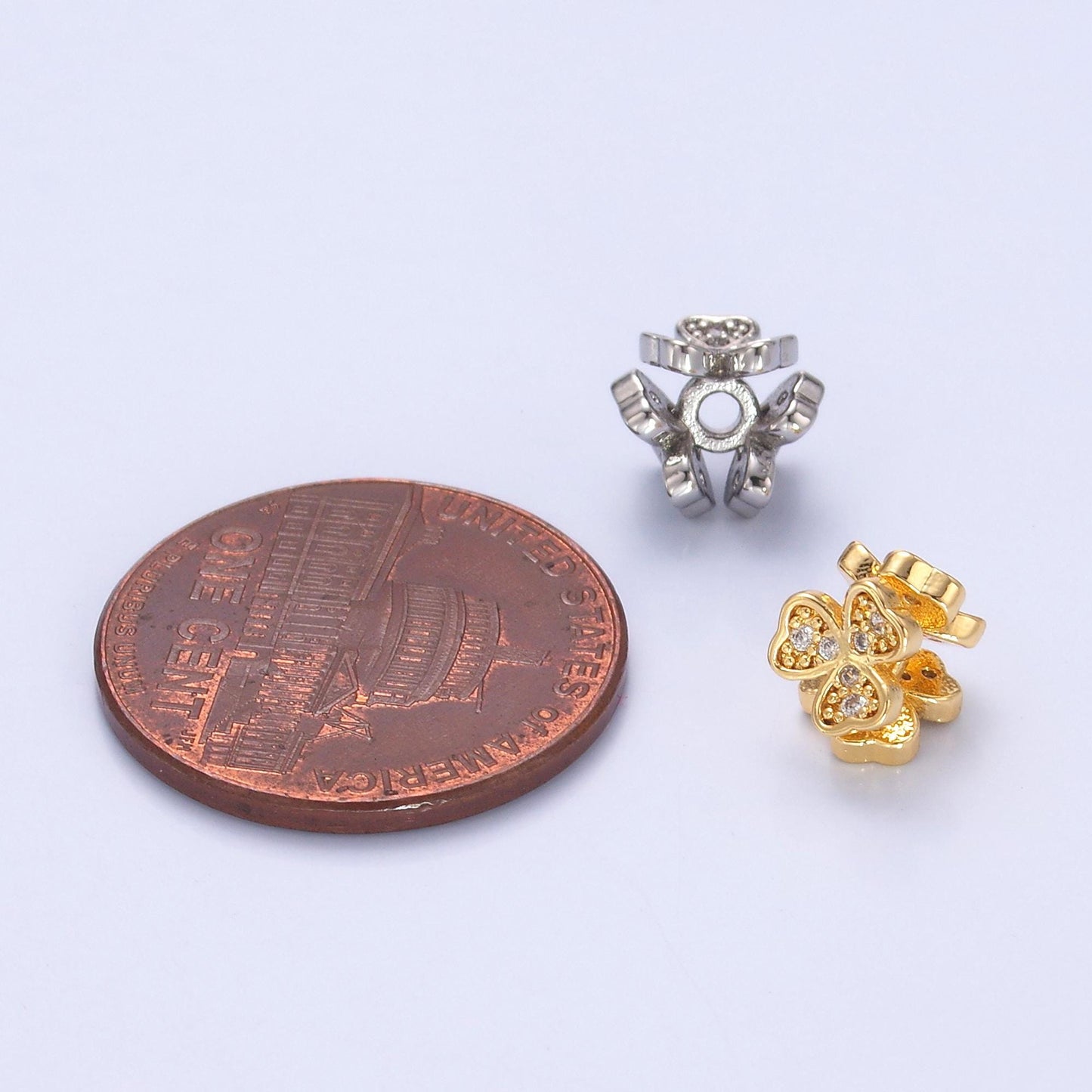 Mini Gold Clover Bead Spacer 24k gold filled bead spacer in gold or Silver b-647