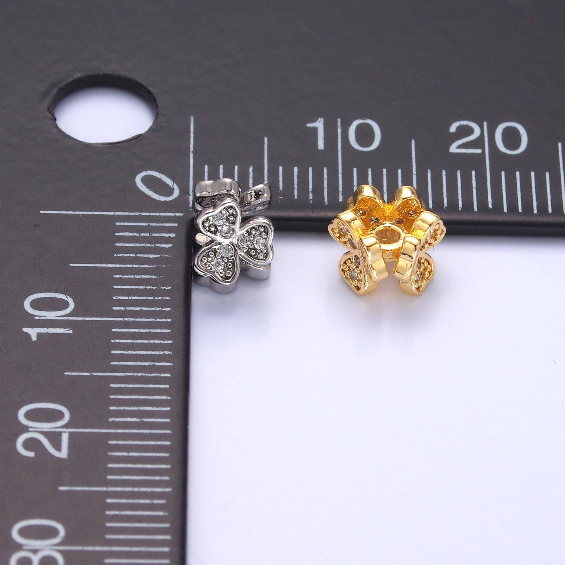 Mini Gold Clover Bead Spacer 24k gold filled bead spacer in gold or Silver b-647