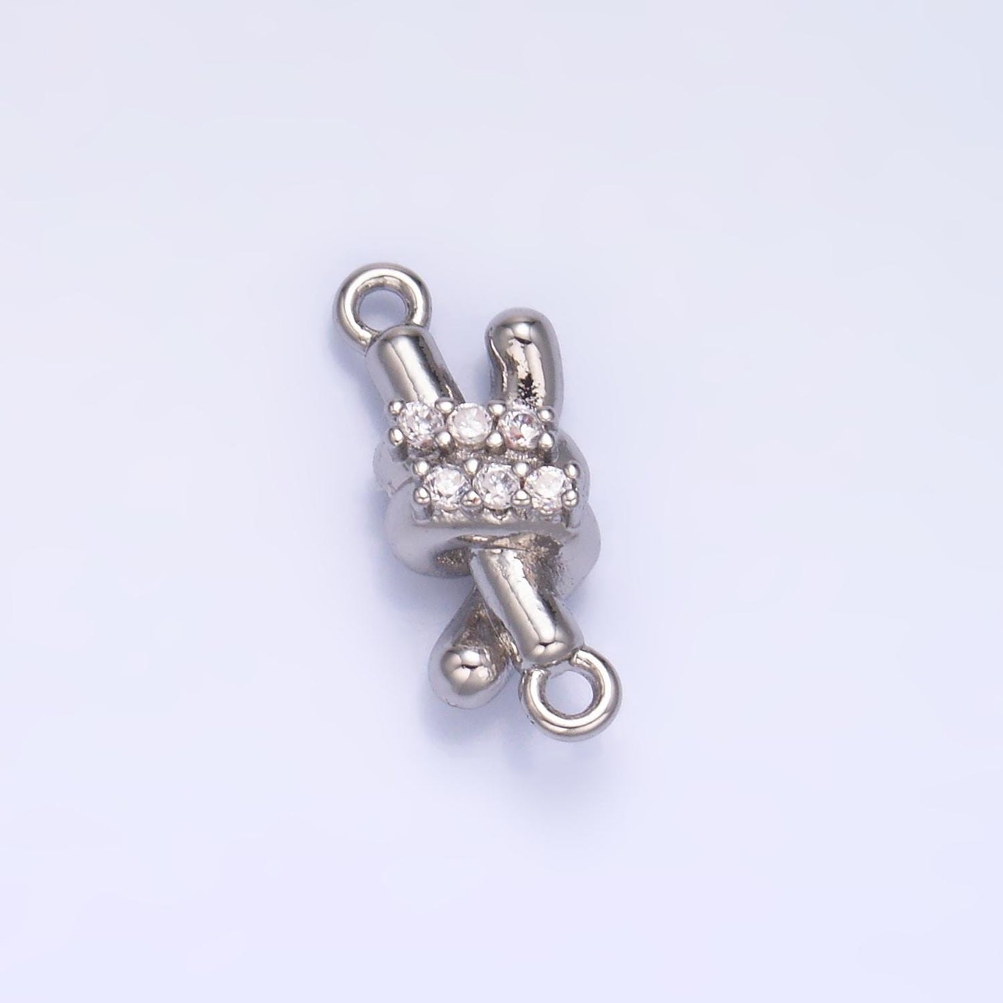 24K Gold Filled Micro Paved CZ Double Tube Bar Knot Connector in Gold & Silver | Y005