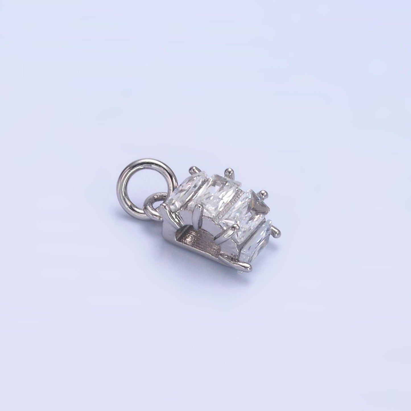 24K Gold Filled Clear Baguette Half Round Charm in Gold & Silver | W883