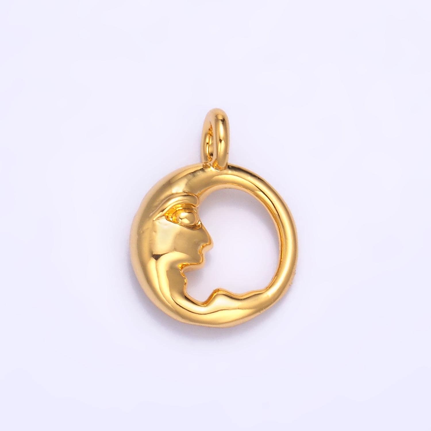 Mini Gold Moon Face charm crescent moon celestial charm for jewelry making W-832