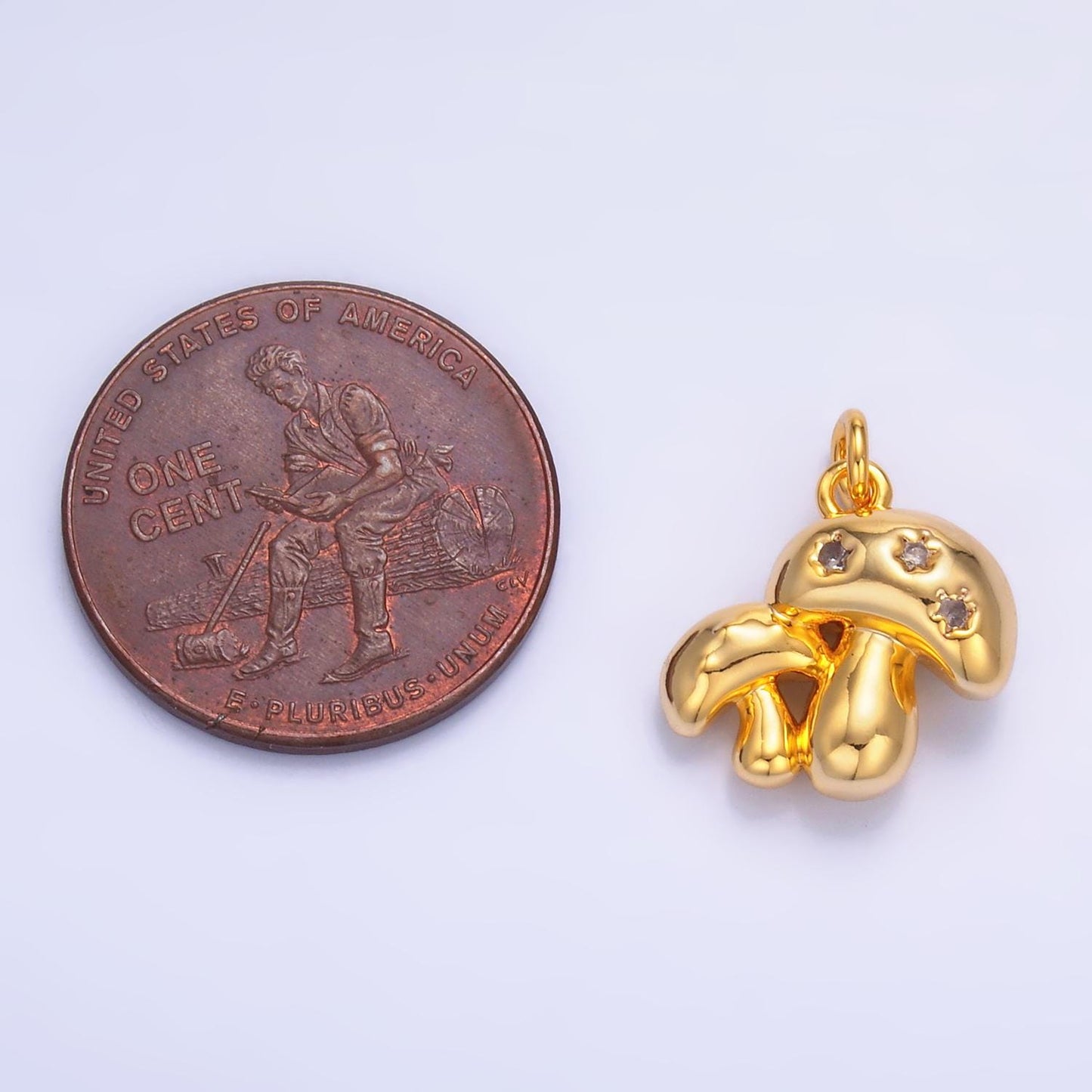 Tiny Double Gold Mushroom Charms 24K Gold Filled Shroomie Pendant Charm Bracelet Necklace for DIY Jewelry Making Supply W884