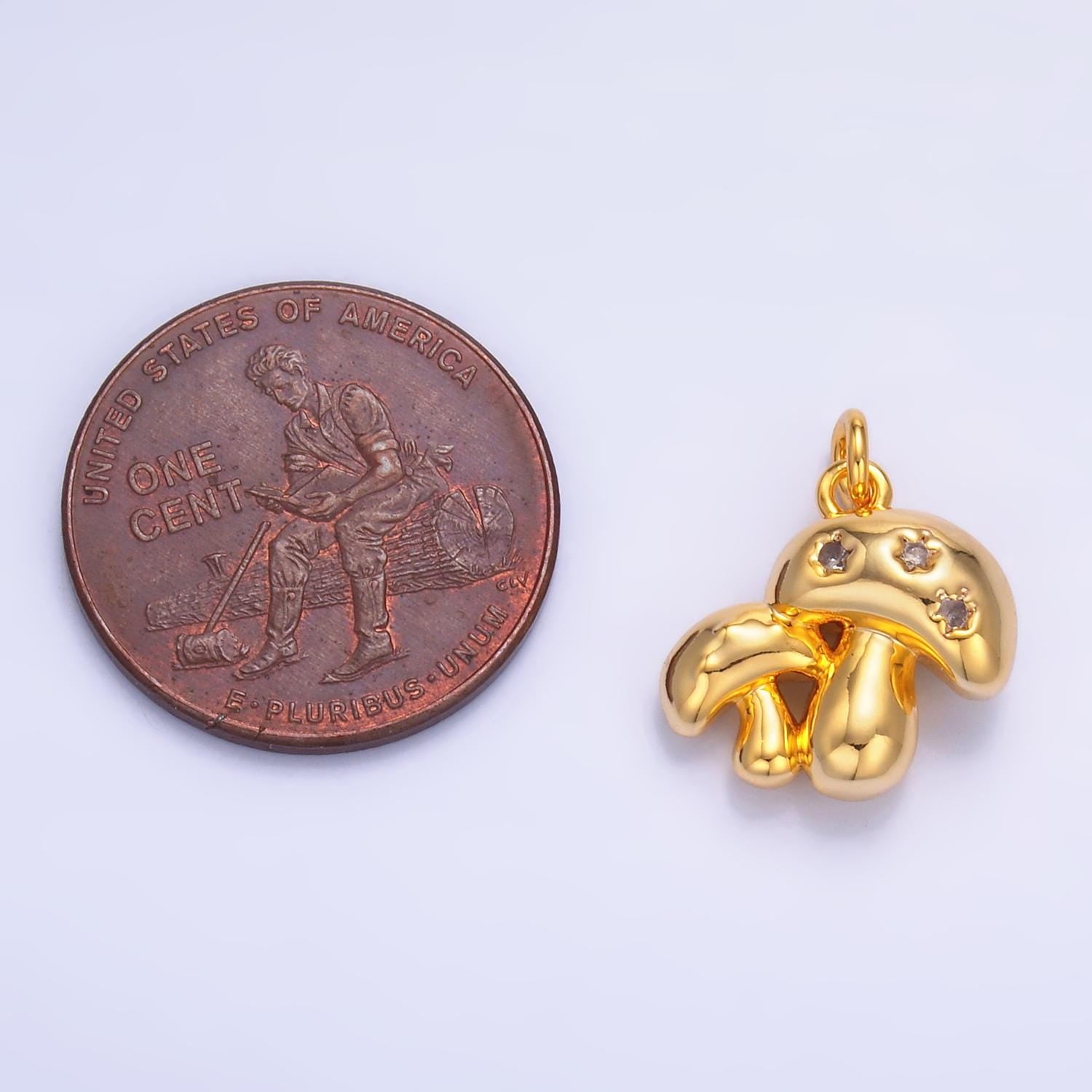 Tiny Double Gold Mushroom Charms 24K Gold Filled Shroomie Pendant Charm Bracelet Necklace for DIY Jewelry Making Supply W884