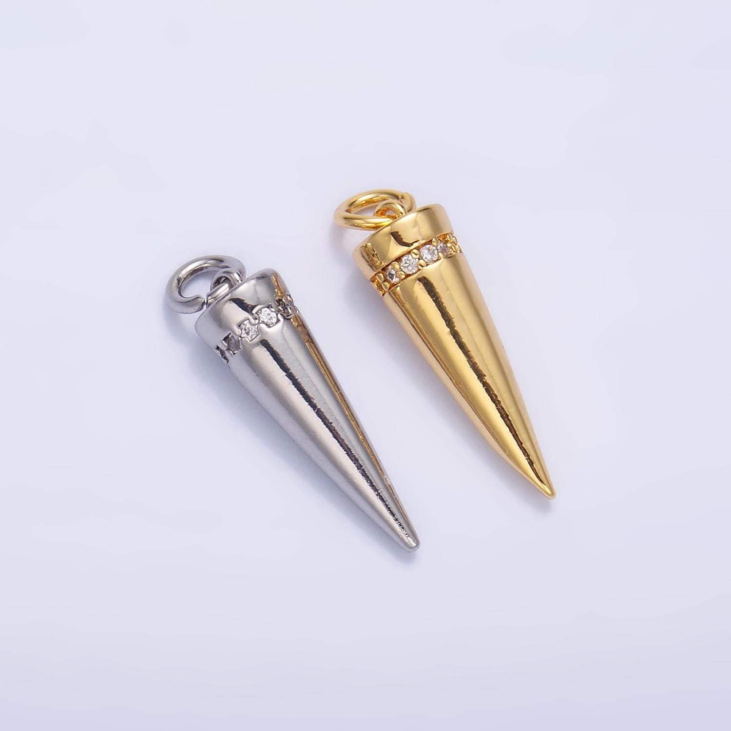 Mini Silver Pendulum charm 24k gold Spike Jewelry making, Jewelry component Stud Charm for Bracelet Earring Necklace Supply W881