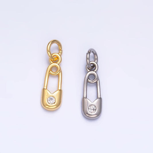 Gold Safety Pin Charm 24K Gold Filled Pin Pendant Bracelet Necklace for DIY Jewelry Making Supply W882