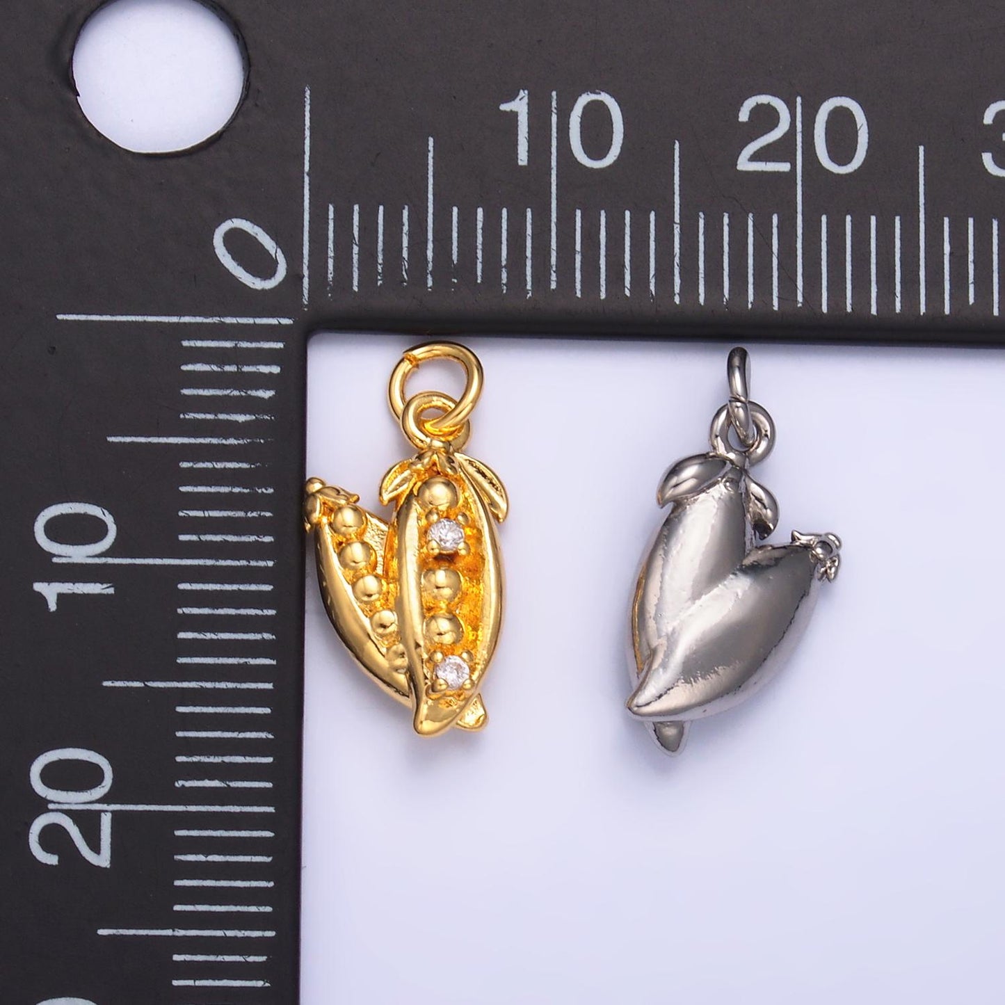 Silver Pea Charm 24K Gold Filled Pea Pods Pendant Farm Bracelet Necklace for DIY Jewelry Making Supply M173
