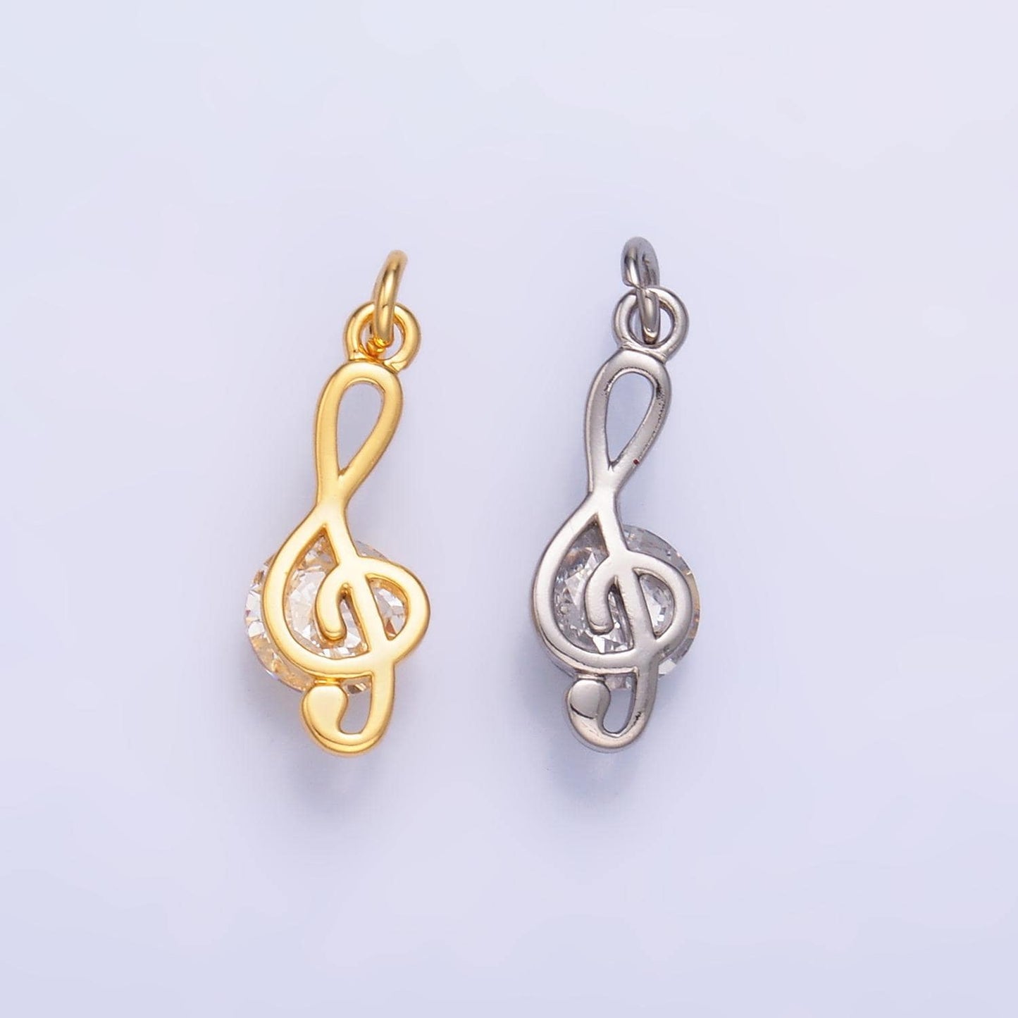 Silver Music Note Charm 24K Gold Filled G Clef Pendant Bracelet Necklace for DIY Jewelry Making Supply W890