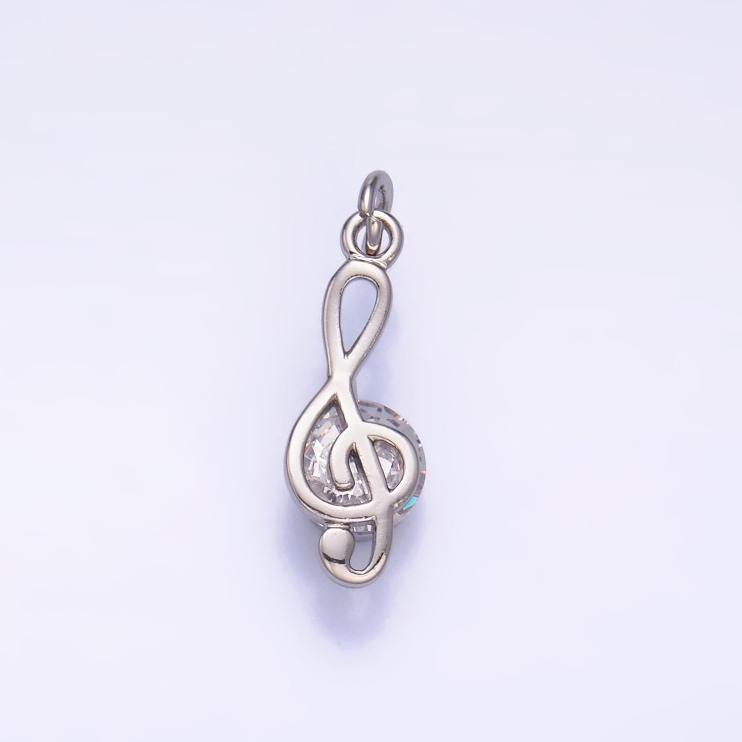Silver Music Note Charm 24K Gold Filled G Clef Pendant Bracelet Necklace for DIY Jewelry Making Supply W890