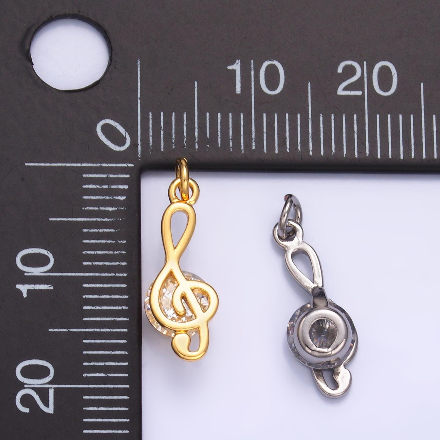 Silver Music Note Charm 24K Gold Filled G Clef Pendant Bracelet Necklace for DIY Jewelry Making Supply W890
