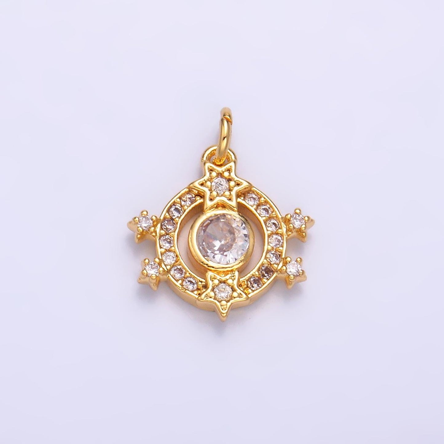 Silver Star Charm 24K Gold Filled Sky Moon Pendant Celestial Bracelet Necklace for DIY Jewelry Making Supply W868