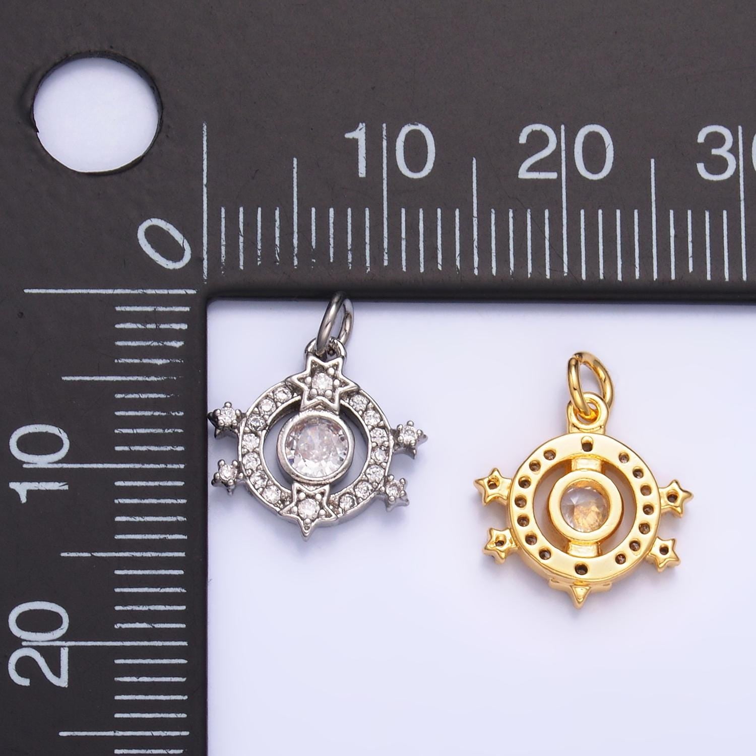 Silver Star Charm 24K Gold Filled Sky Moon Pendant Celestial Bracelet Necklace for DIY Jewelry Making Supply W868