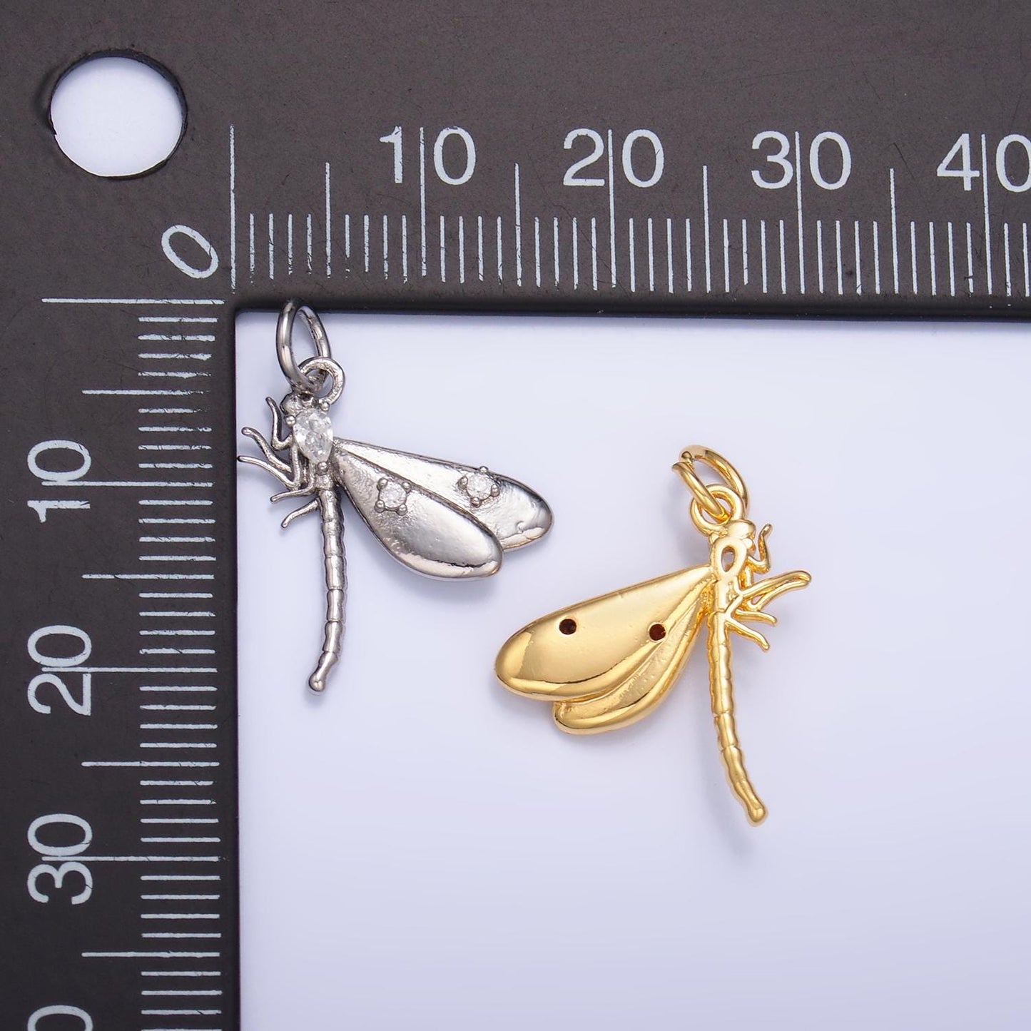 Silver Dragonfly Charm 24K Gold Filled Insect Pendant Animal Bracelet Necklace for DIY Jewelry Making Supply M175