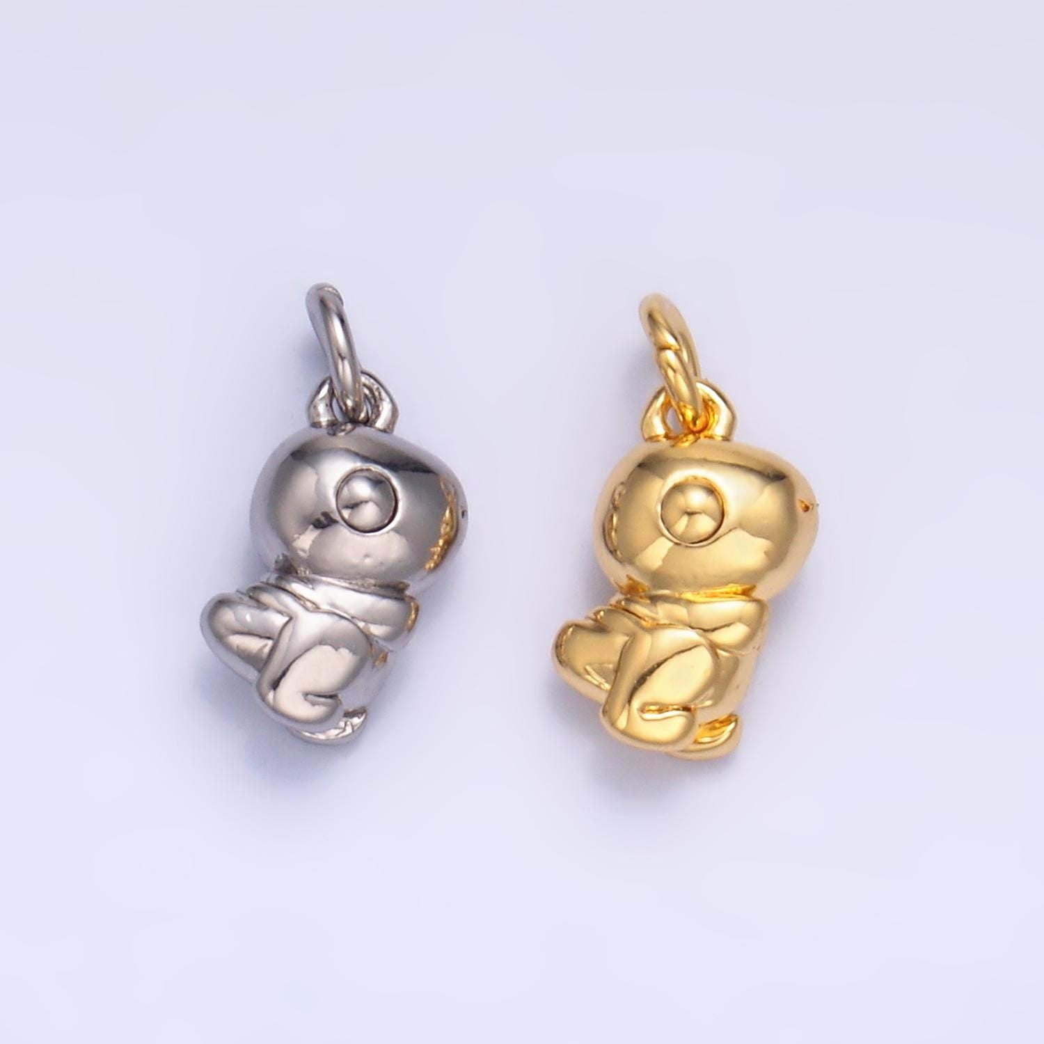 Silver Dino Charm 24K Gold Filled Dinosaurs Pendant Animal Bracelet Necklace for DIY Jewelry Making Supply W-87