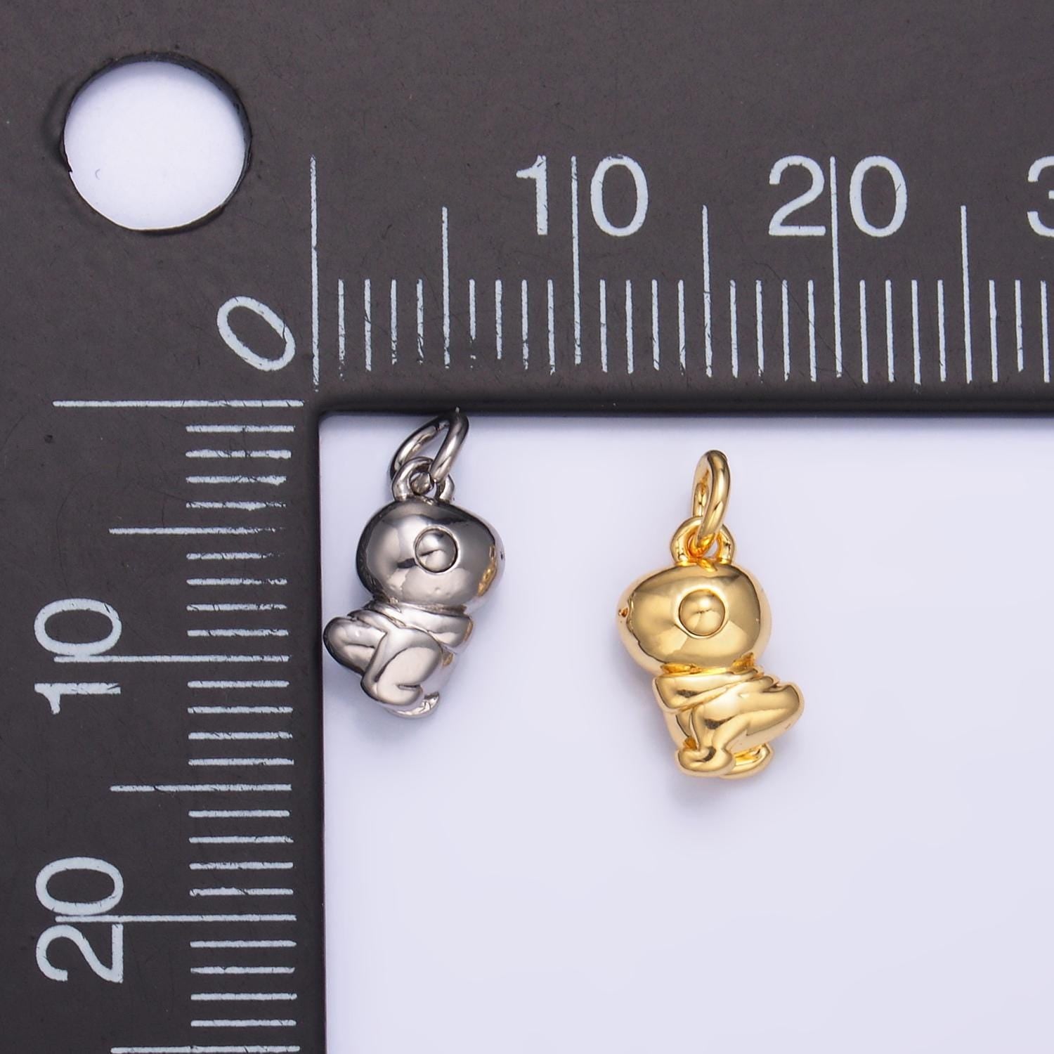 Silver Dino Charm 24K Gold Filled Dinosaurs Pendant Animal Bracelet Necklace for DIY Jewelry Making Supply W-87