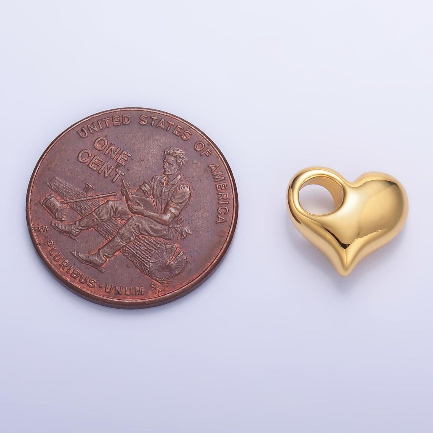 Silver Heart Charm 24K Gold Filled Puffy Heart Pendant Love Necklace for DIY Jewelry Making Supply M-181