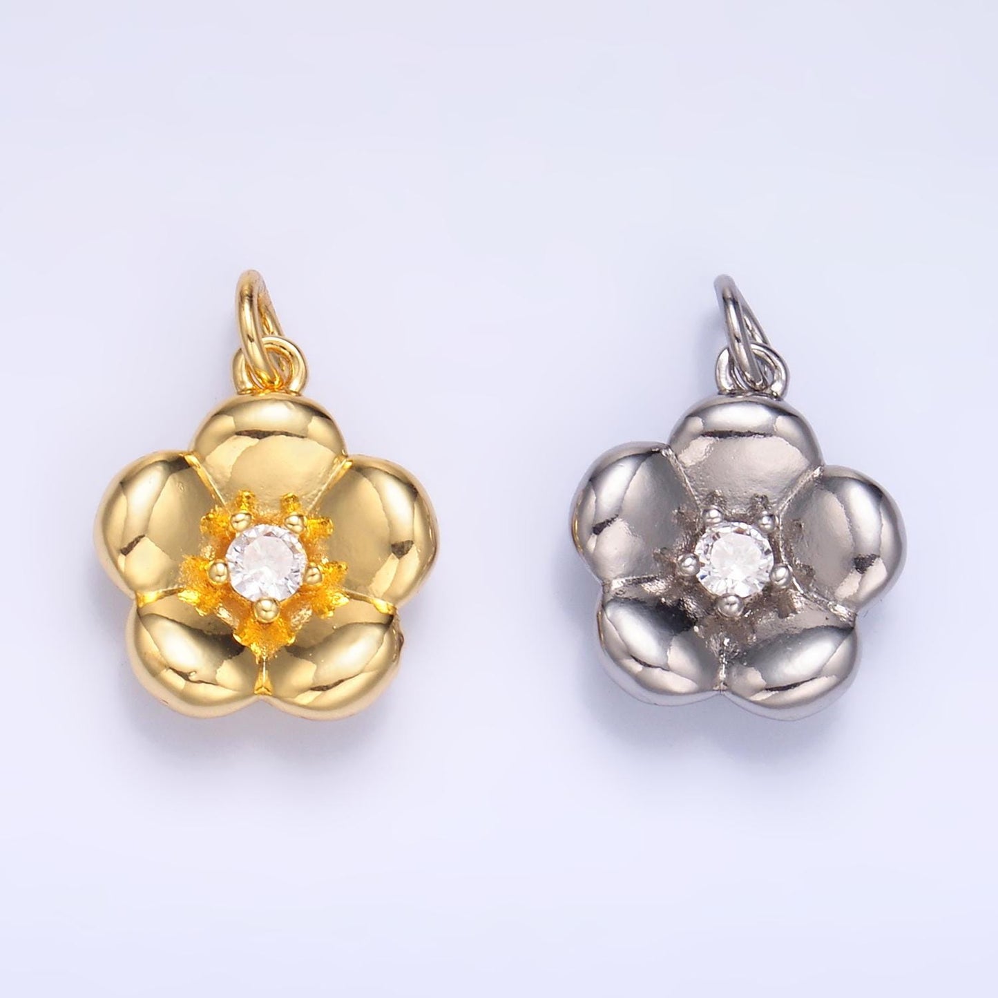 Silver Flower Charm 24K Gold Filled Flower petal Pendant Love Necklace for DIY Jewelry Making Supply W-869