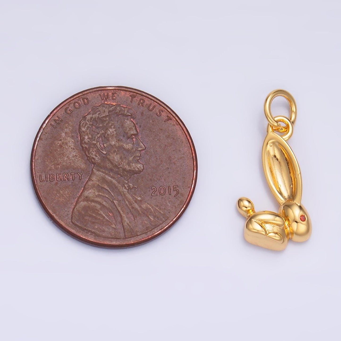 Silver Rabbit Charm 24K Gold Filled Easter Bunny Pendant Spring Necklace for DIY Jewelry Making Supply M-174