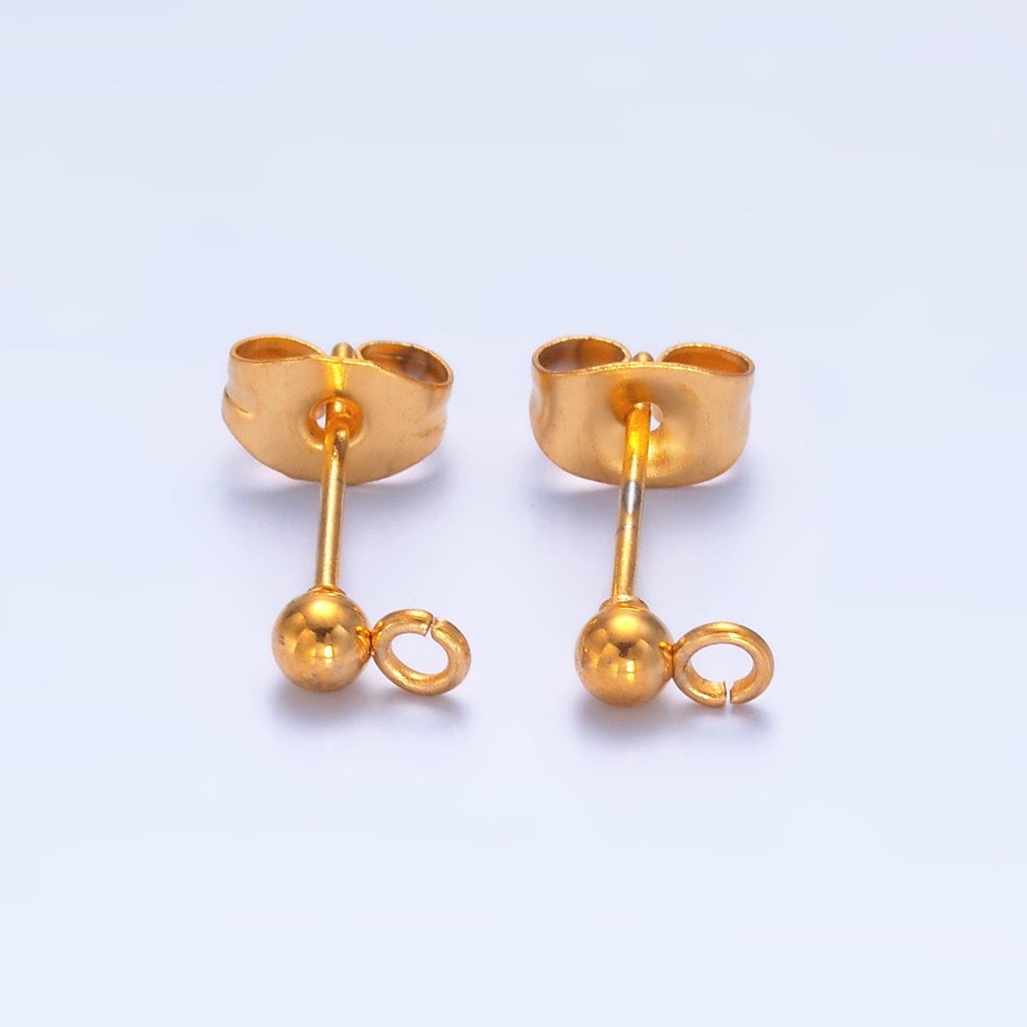 PVD Gold Plate Stainless Steel 3mm, 4mm, 5mm Ball Bead Drop Stud Findings | Z1062 Z1077 Z1078