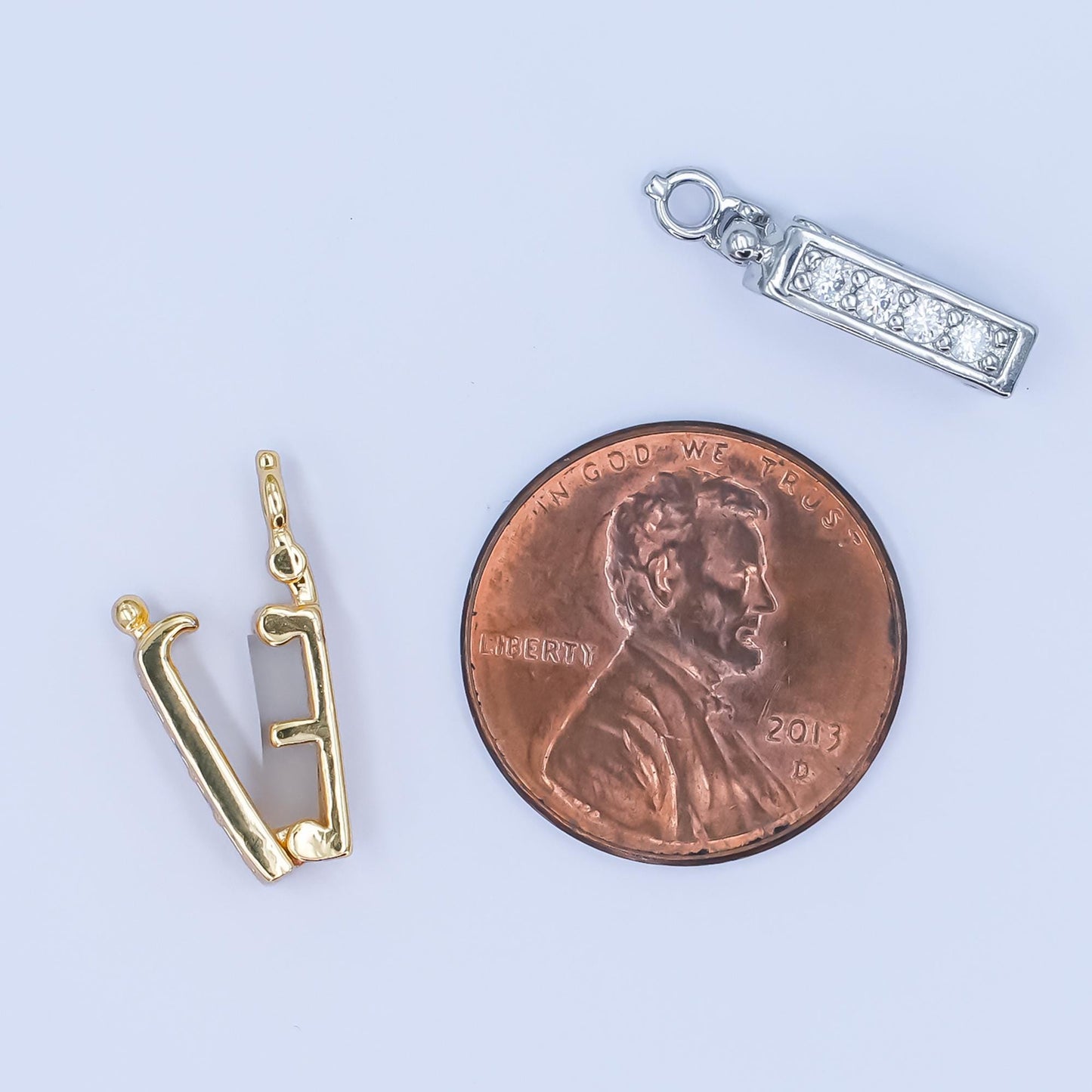 3D Silver Cloth Pin 18mm Gold Filled Cz Laundry Sewing Charms Z1085