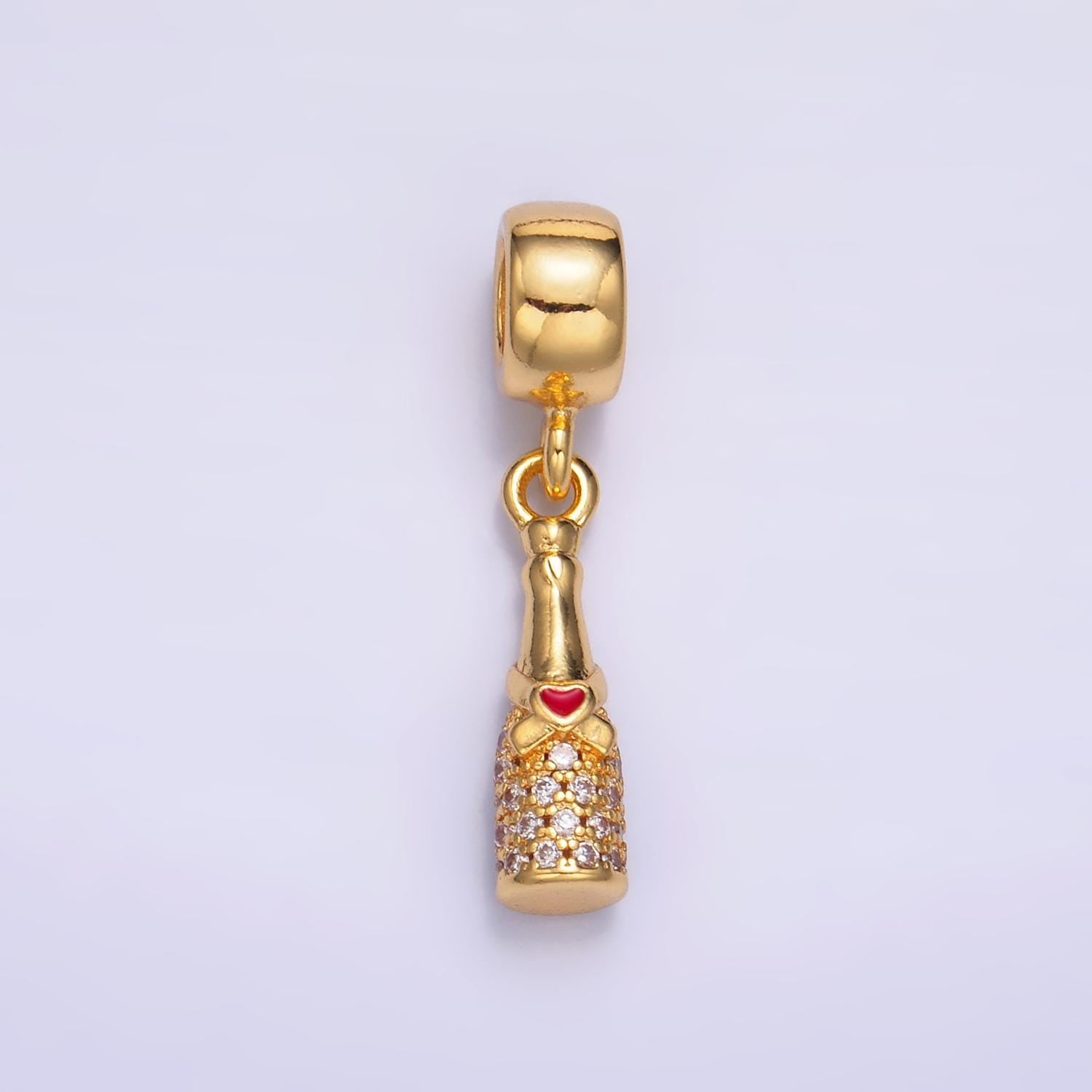 24 gold filled wine bottle charm champagne bottle rondelle bail drop pendant bracelet | C876