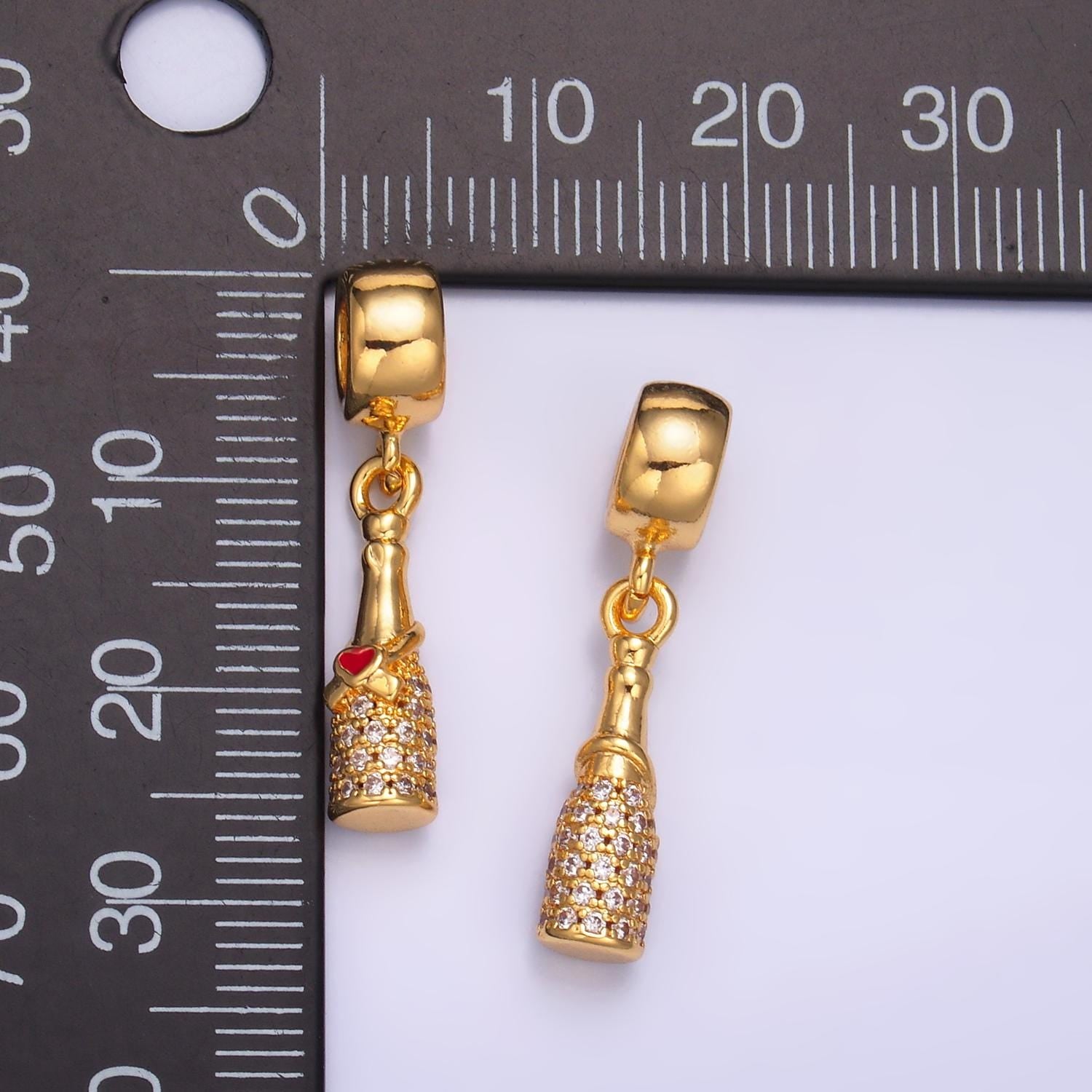 24 gold filled wine bottle charm champagne bottle rondelle bail drop pendant bracelet | C876