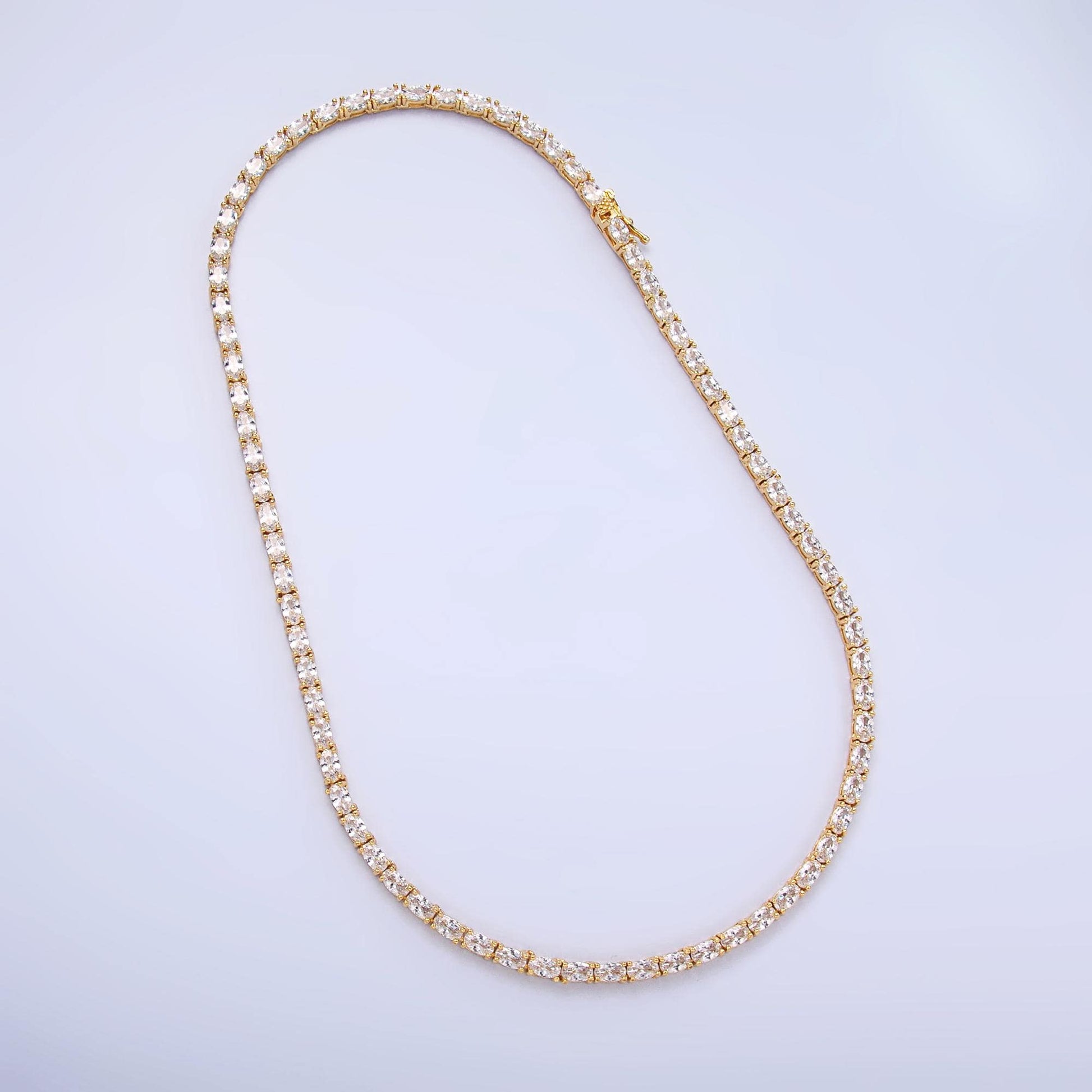 Oval Cubic Zirconia Tennis Necklace , Diamond Necklace , 14K Gold Filled Tennis Necklace, Gift for her WA-3023