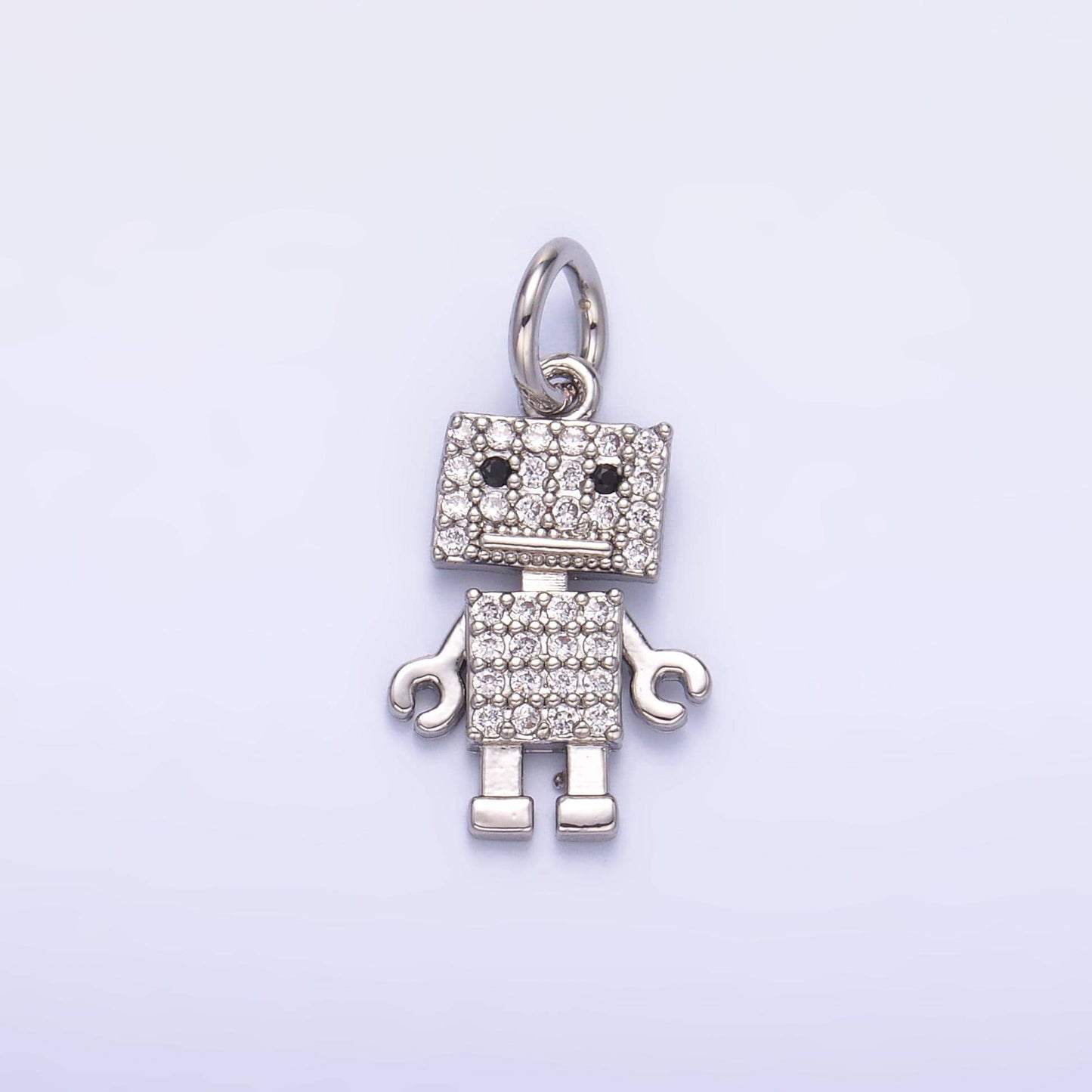Mini CZ gold robot charms 3d robot jewelry for bracelet necklace earring component C019