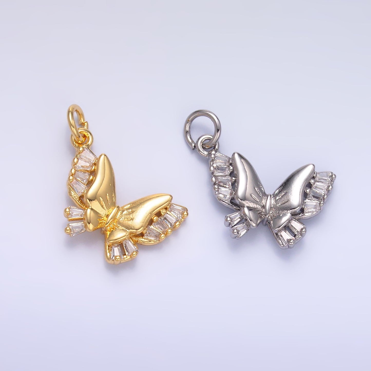 Baguette Butterfly CZ Paved Gold Filled Animal Charm | C018