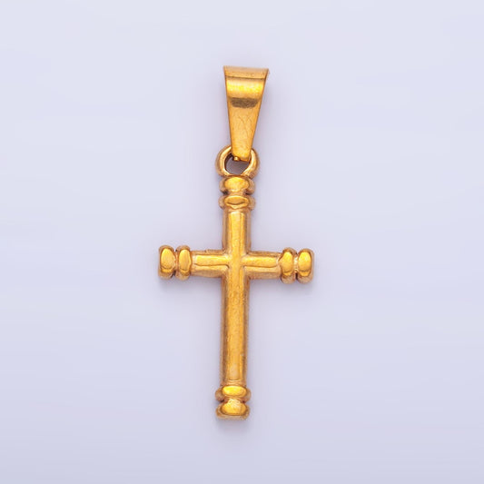 PVD Gold Plating Stainless Steel Cross Charm Religious Jewelry Making Supply | P-1548